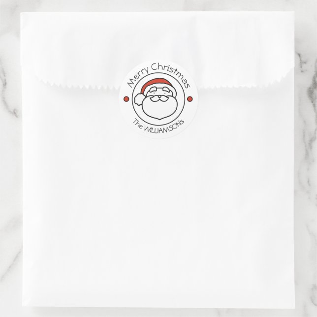 Christmas Santa Claus with Red Hat Classic Round Sticker (Bag)