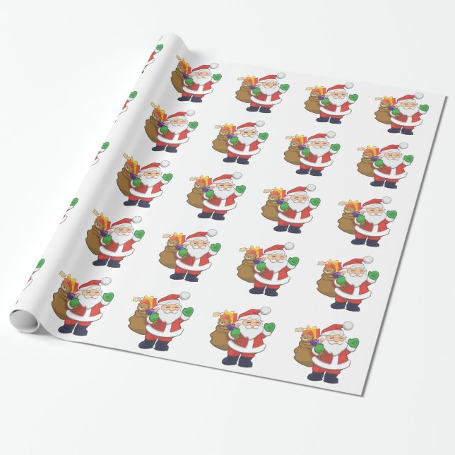Christmas Santa Claus with Toys Wrapping Paper (Unrolled)