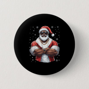 Christmas Santa Claus Xmas Cool Black African Amer 6 Cm Round Badge