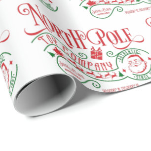 Christmas Santa Clause Toy Company North Pole Wrapping Paper