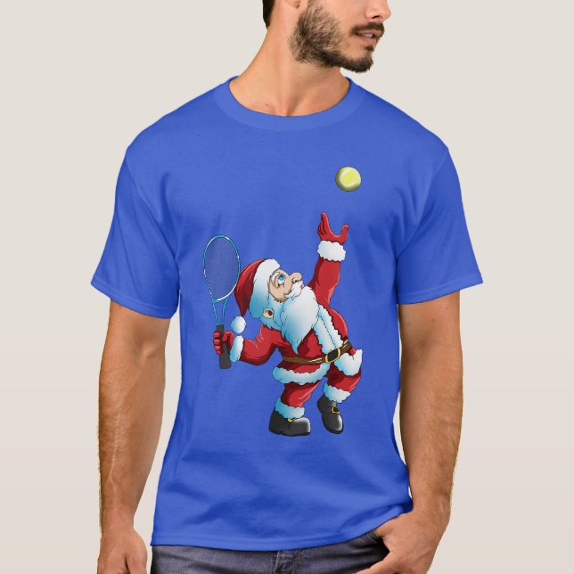 Christmas Santa Clausennis Gameennis Racket friend T-Shirt (Front)