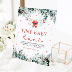 Christmas Santa Clothes Baby Shower Tiny Baby Hunt Pedestal Sign