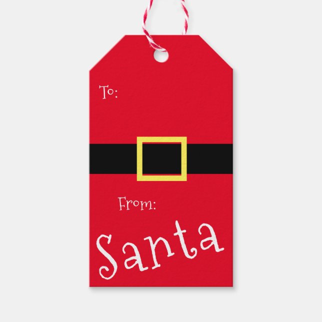 Christmas Santa coat red Gift Tags (Front)