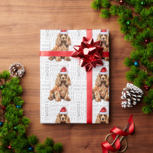 Christmas Santa Cocker Spaniel Holiday Dog Wrapping Paper