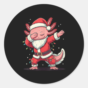 Christmas Santa Costume Dabbing Axolotl Xmas Light Classic Round Sticker