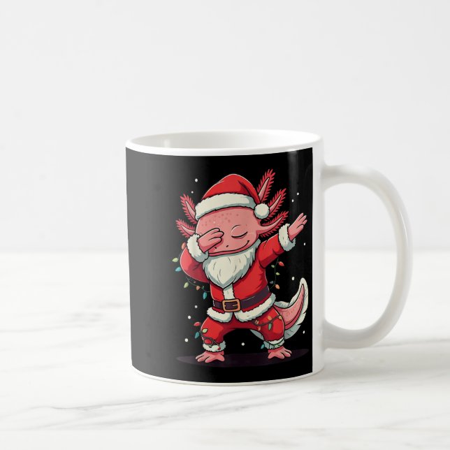 Christmas Santa Costume Dabbing Axolotl Xmas Light Coffee Mug (Right)