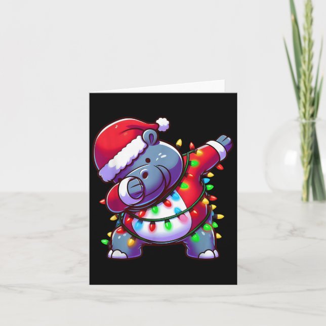 Christmas Santa Costume Dabbing Hip Xmas Lights Gi Card (Front)