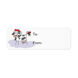 Christmas Santa Cow Gift Tag