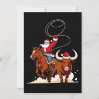 Christmas Santa Cowboy Lasso Bull Riding Rodeo