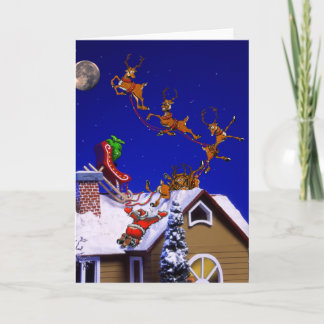 Christmas - Santa crashed on the rooftop Holiday Card