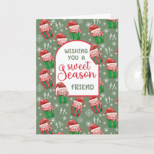 Christmas Santa Cupcakes for Friend Card