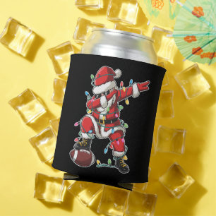 Christmas Santa Dabbing Footballer Xmas Football Can Cooler