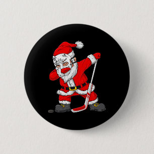 Christmas Santa Dabbing Hockey Player Boys Kids Da 6 Cm Round Badge