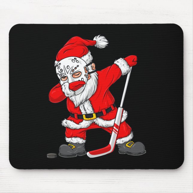 Christmas Santa Dabbing Hockey Player Boys Kids Da Mouse Mat (Front)