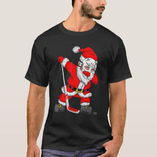 Christmas Santa Dabbing Hockey Player Xmas Holiday T-Shirt
