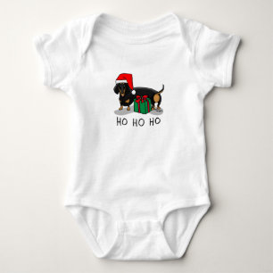 Christmas Santa Dachshund (S black & tan) Cute Baby Bodysuit