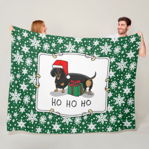 Christmas Santa Dachshund (S black & tan) Cute Fleece Blanket