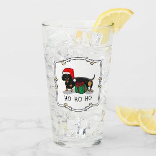 Christmas Santa Dachshund (S black & tan) Cute Glass