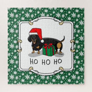 Christmas Santa Dachshund (S black & tan) Cute Jigsaw Puzzle