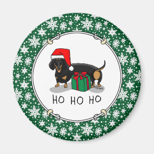 Christmas Santa Dachshund (S black & tan) Cute Magnet