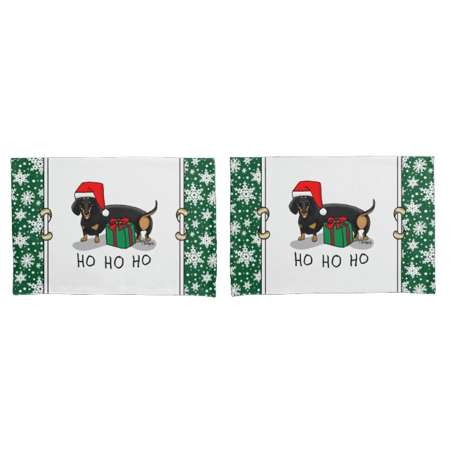 Christmas Santa Dachshund (S black & tan) Cute Pillowcase (Front-Set)