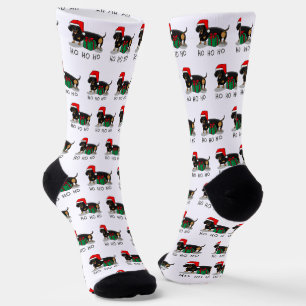 Christmas Santa Dachshund (S black & tan) Cute Socks