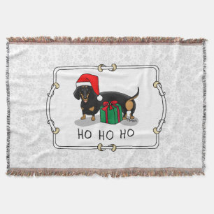 Christmas Santa Dachshund (S black & tan) Cute Throw Blanket