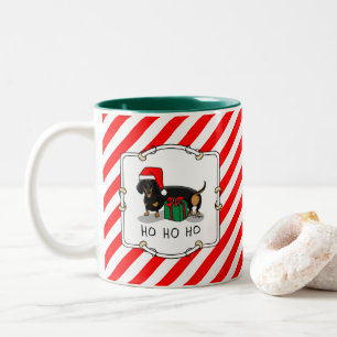 Christmas Santa Dachshund (S black & tan) Cute Two-Tone Coffee Mug