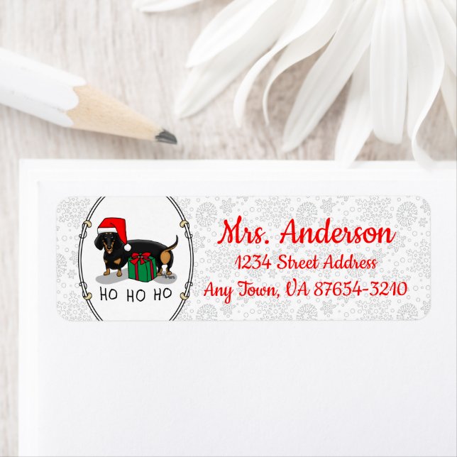 Christmas Santa Dachshund (S black & tan) Funny (Insitu)