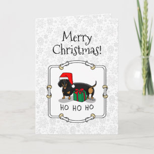 Christmas Santa Dachshund (S black & tan) Funny Card