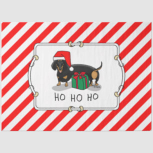 Christmas Santa Dachshund (S black & tan) Funny Tissue Paper