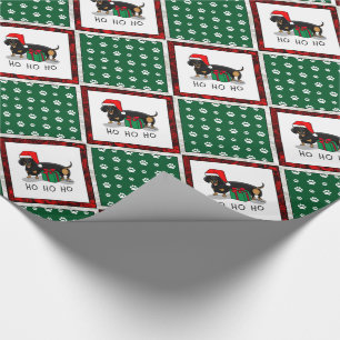 Christmas Santa Dachshund (S black & tan) Funny Wrapping Paper