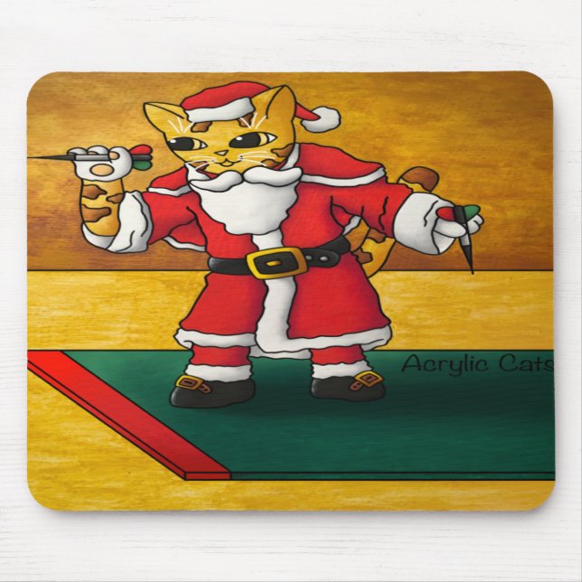 Christmas Santa Darts Cat Mouse Mat (Front)