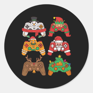 Christmas Santa deer gaming controllers Boys kids  Classic Round Sticker