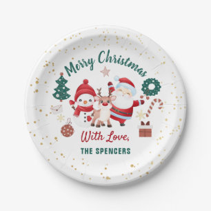 Christmas Santa Deer Snowman Holiday Party Paper Plate