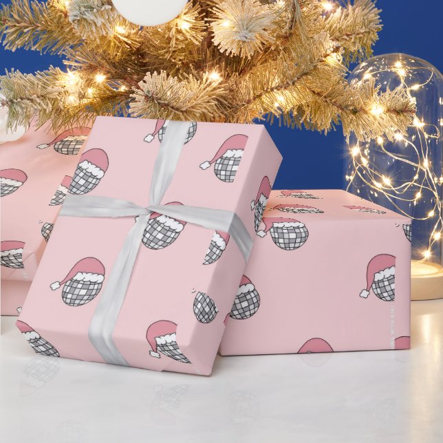 Christmas Santa disco pink  Wrapping Paper (Holidays)