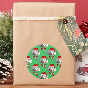 Christmas Santa Dog Custom Photo Pattern Classic Round Sticker