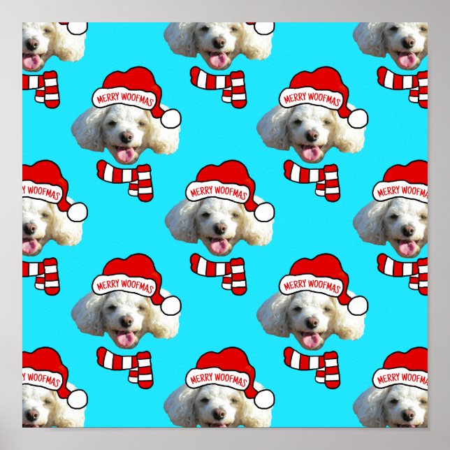 Christmas Santa Dog Custom Photo Pattern Poster (Front)
