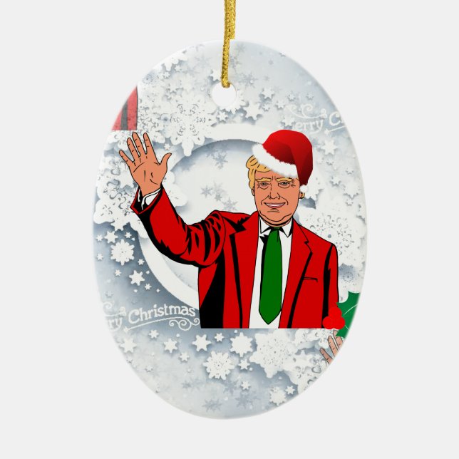 christmas santa donald trump ceramic tree decoration (Front)