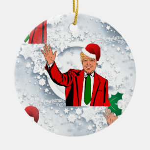 christmas santa donald trump ceramic tree decoration