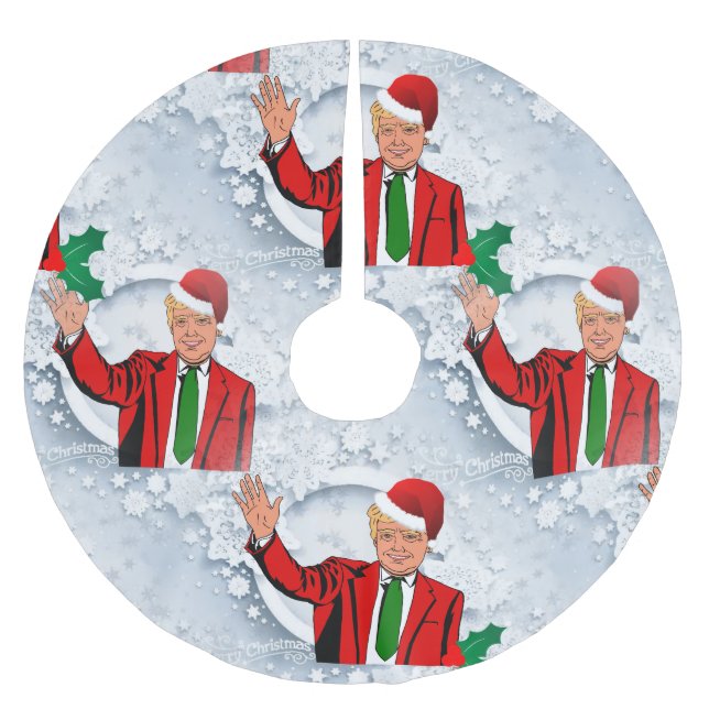 christmas santa donald trump xmas tree skirt (Front)