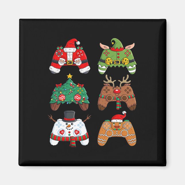 Christmas Santa Elf Gaming Controllers Fun Xmas Bo Magnet (Front)