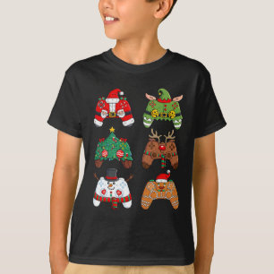 Christmas Santa Elf Gaming Controllers Fun Xmas Bo T-Shirt