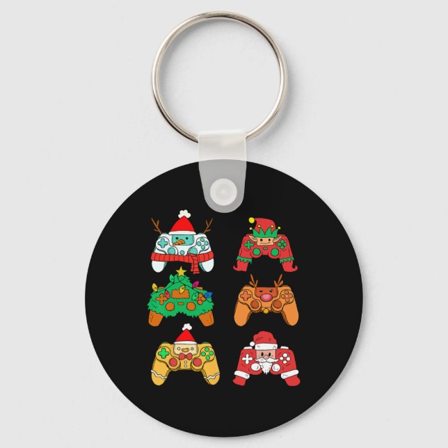 Christmas Santa Elf Gaming Controllers Gamer Xmas  Key Ring (Front)