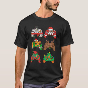Christmas Santa Elf Gaming Controllers Snowman Boy T-Shirt