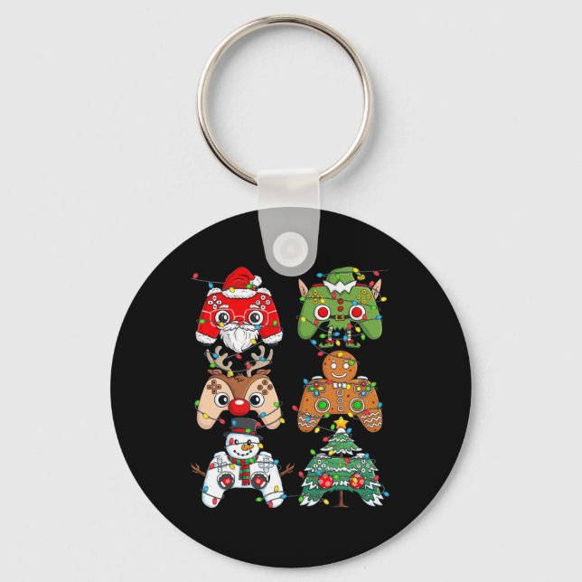 Christmas Santa Elf Lights Gaming Controllers Xmas Key Ring (Front)