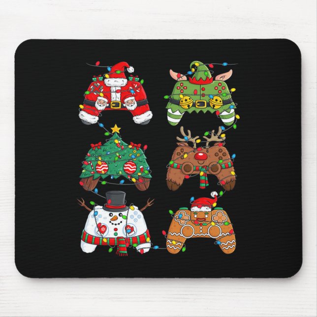 Christmas Santa Elf Lights Gaming Controllers Xmas Mouse Mat (Front)