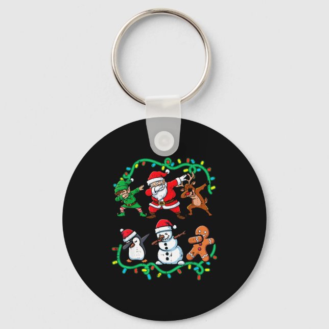 Christmas Santa Elf Reindeer Dab Xmas Dance Boys G Key Ring (Front)