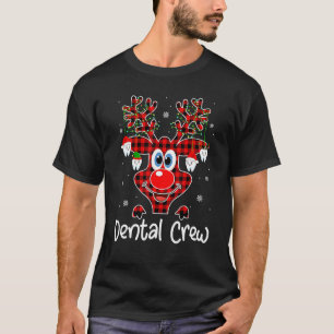 Christmas Santa ELF Reindeer Dentist Red Plaid Den T-Shirt