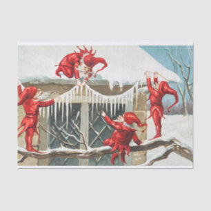 Christmas Santa elves decorating their home Tissue Paper